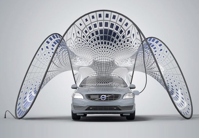 Pure Tension: El pabellón solar de Volvo para coches eléctricos